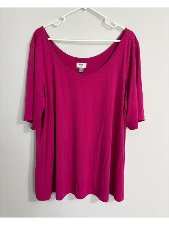 Old Navy Tops - Old Navy Womens Top 2X Hot Pink Scoop Boat Neck Short Sleeves Stretch